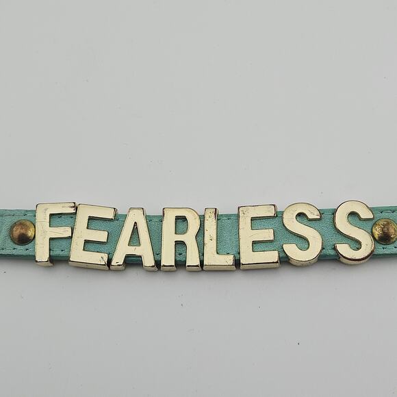 BGBG Generation Fearless Slide Charm Bracelet Aqua Blue Leather Band Y2K Style - Picture 2 of 6